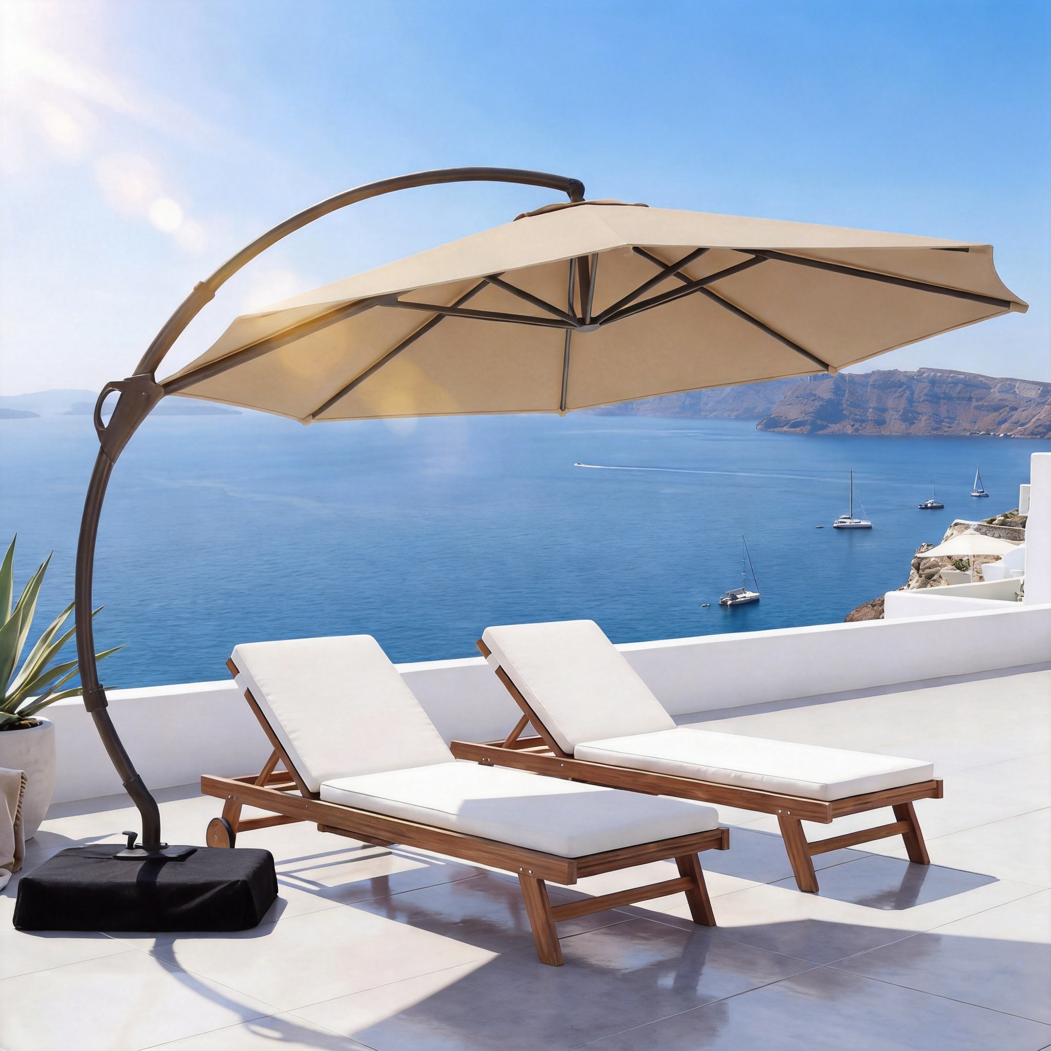Arlmont & Co. Ebonique Cantilever Umbrella with Base Included